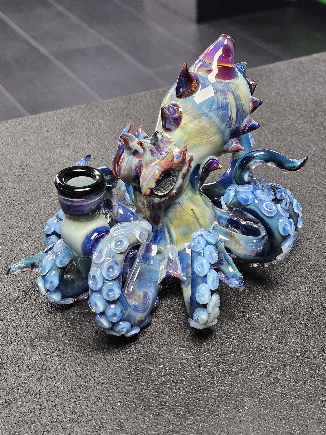 Mako Glass Amber Purple Octopus