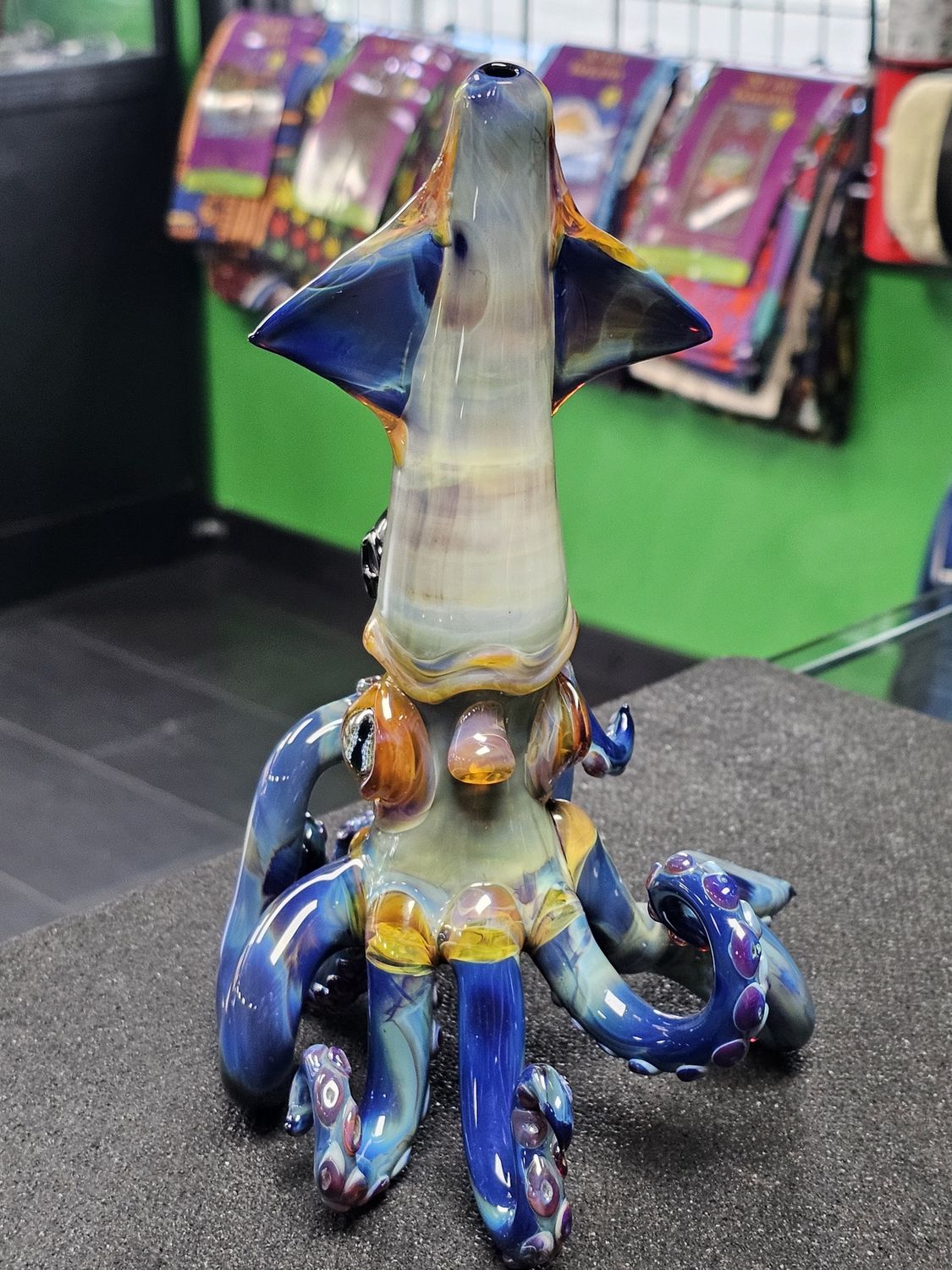 Mako Glass Blue Amber Purple Squid