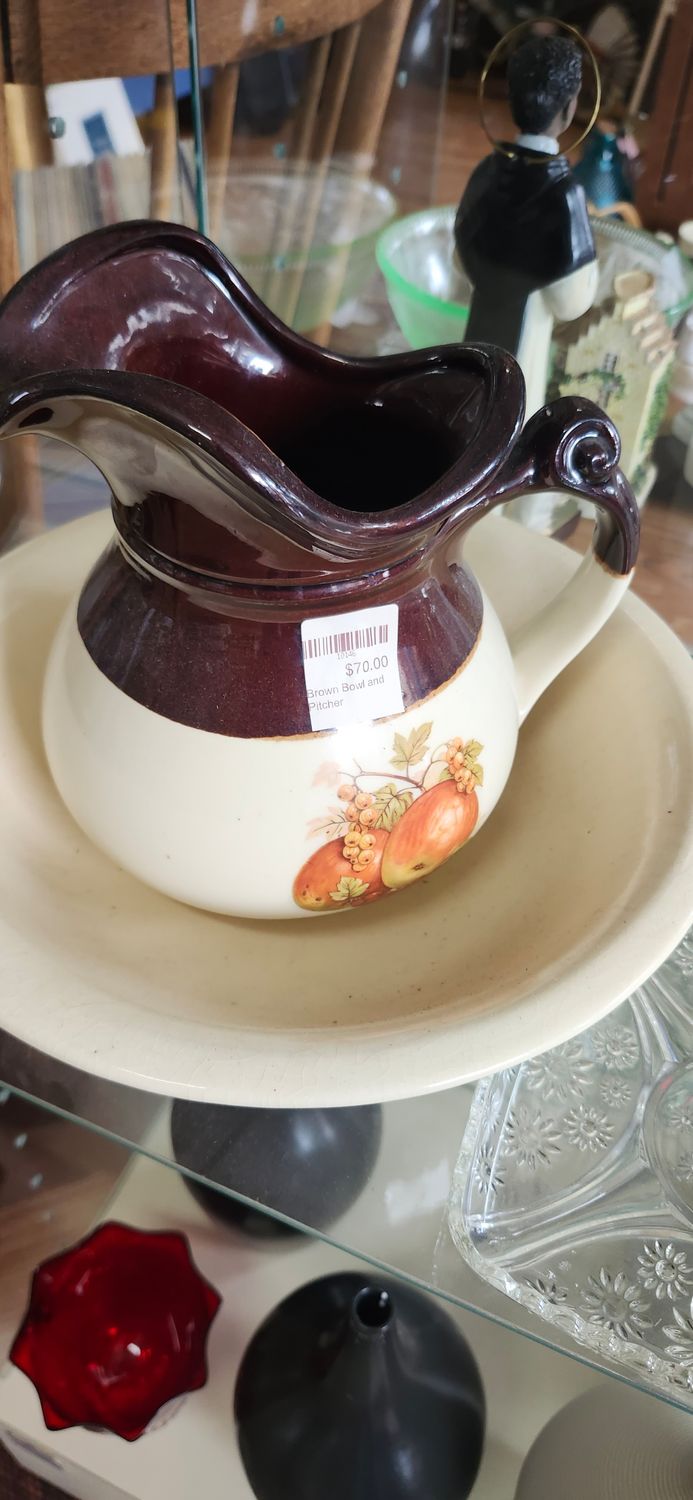 Brown Bowl and Pitcher