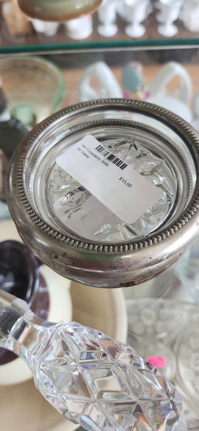Silver Coasters With glass base