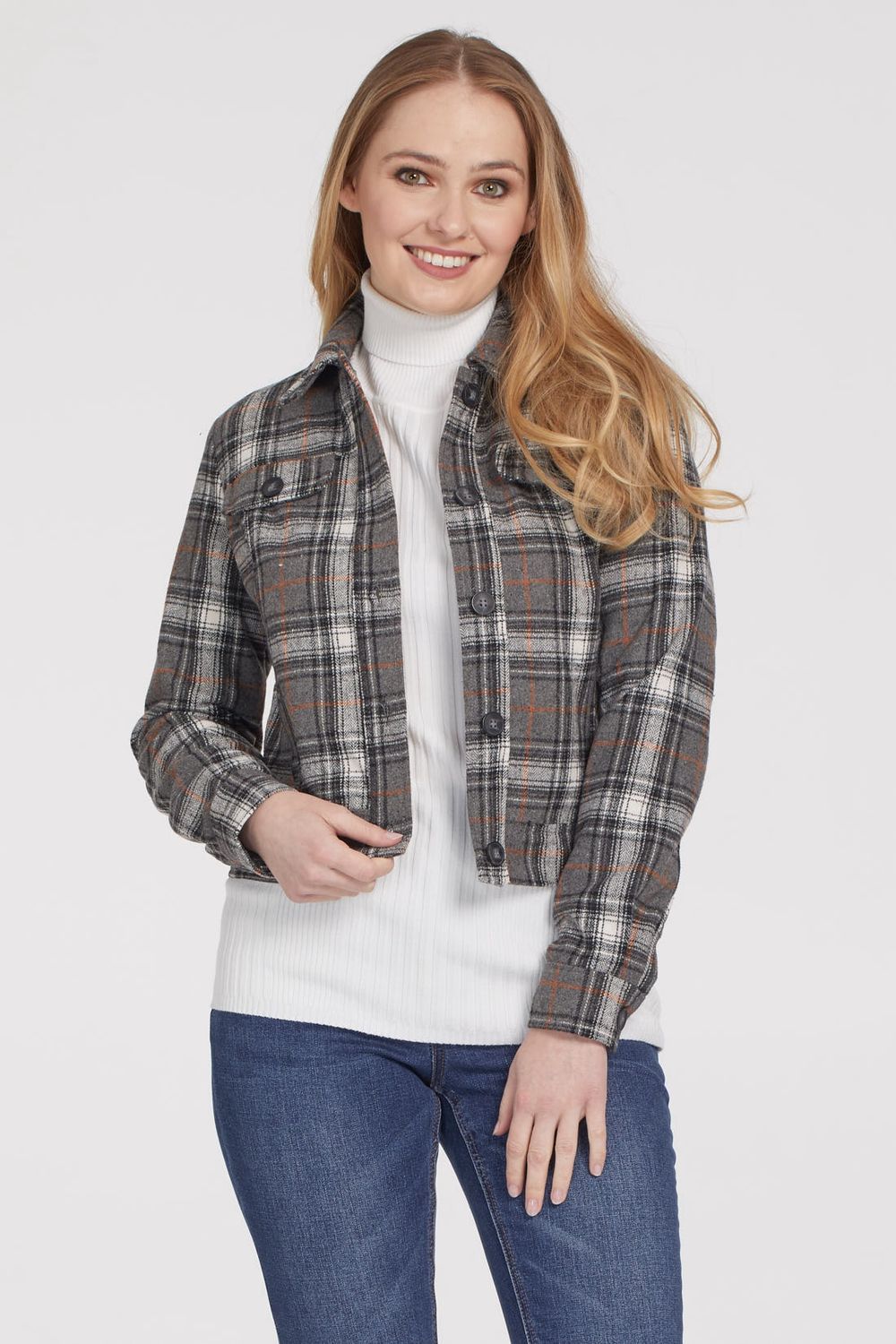 Cropped Plaid Jacket