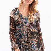 Silk Blend Printed V-Neck Blouse