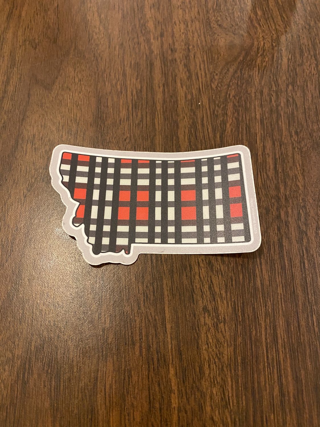 Montana Sticker - Red and White Plaid