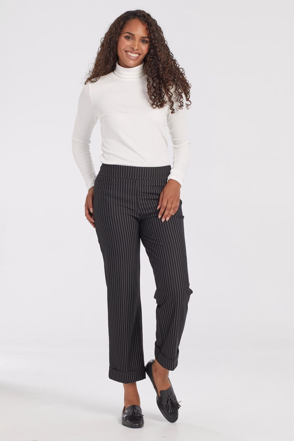 Pull On Ankle Pant-Pinstripe