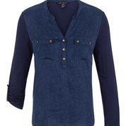 Snakeskin Top with Roll-Up Sleeves