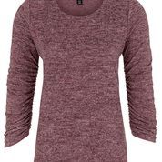 Long Sleeve Crew Neck Top with Shirring Detail