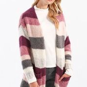 Striped Cardigan with Front Pockets