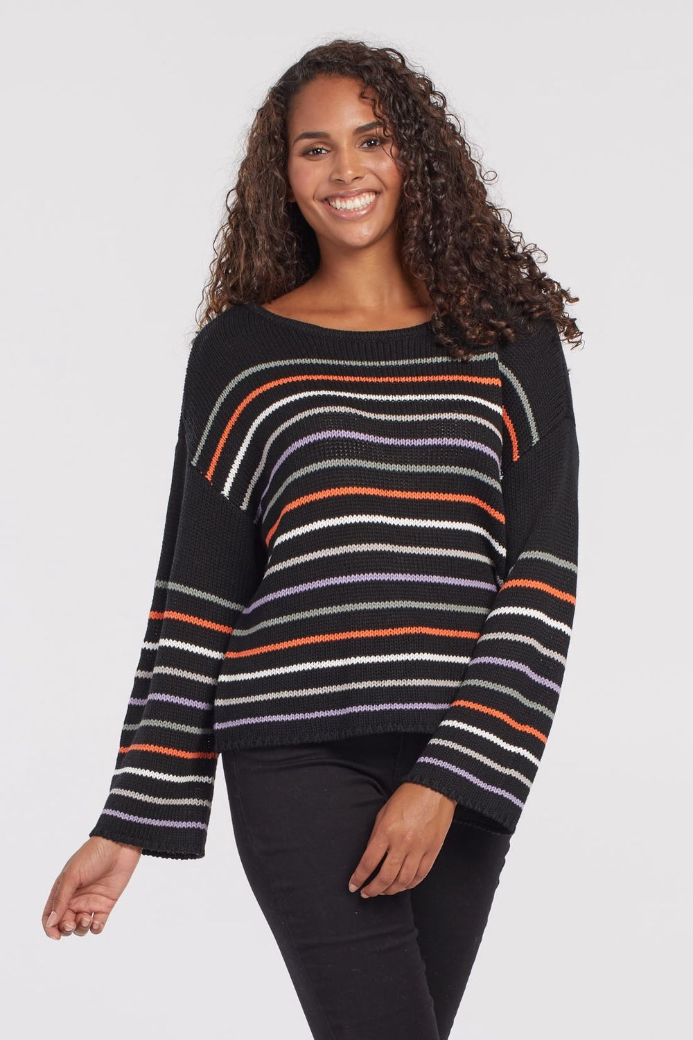 Bell Sleeve Striped Sweater