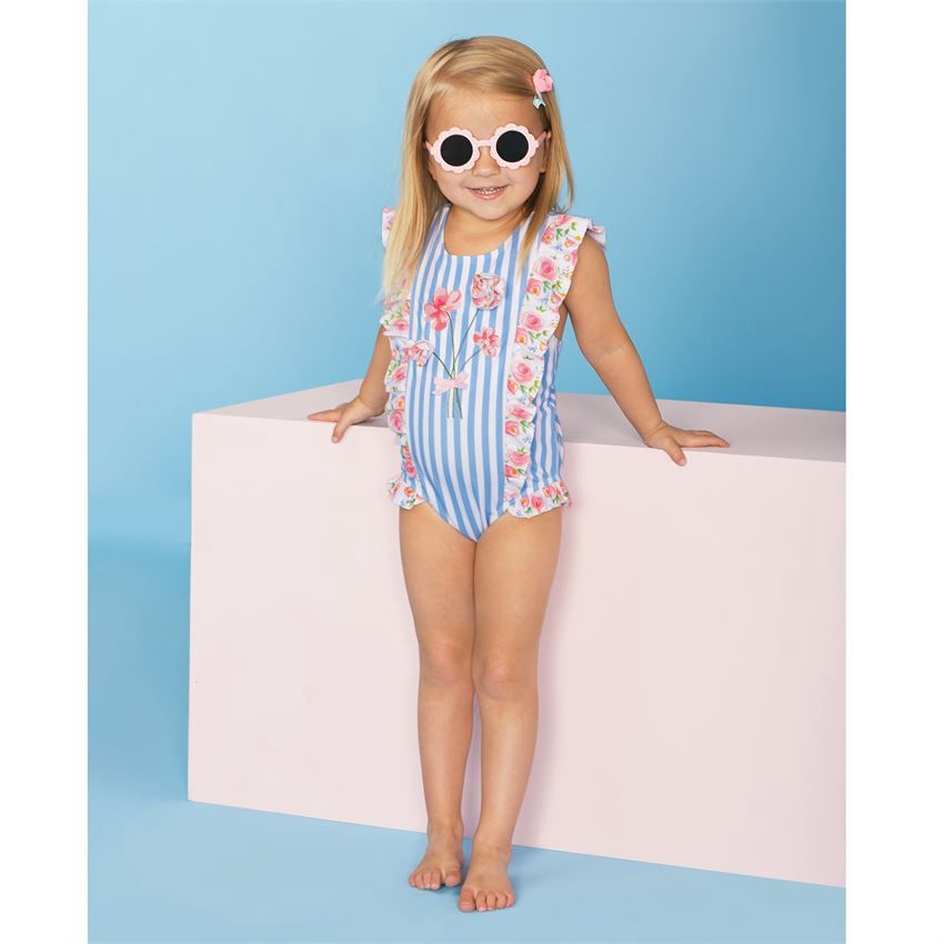 Striped Rosebud Swimsuit