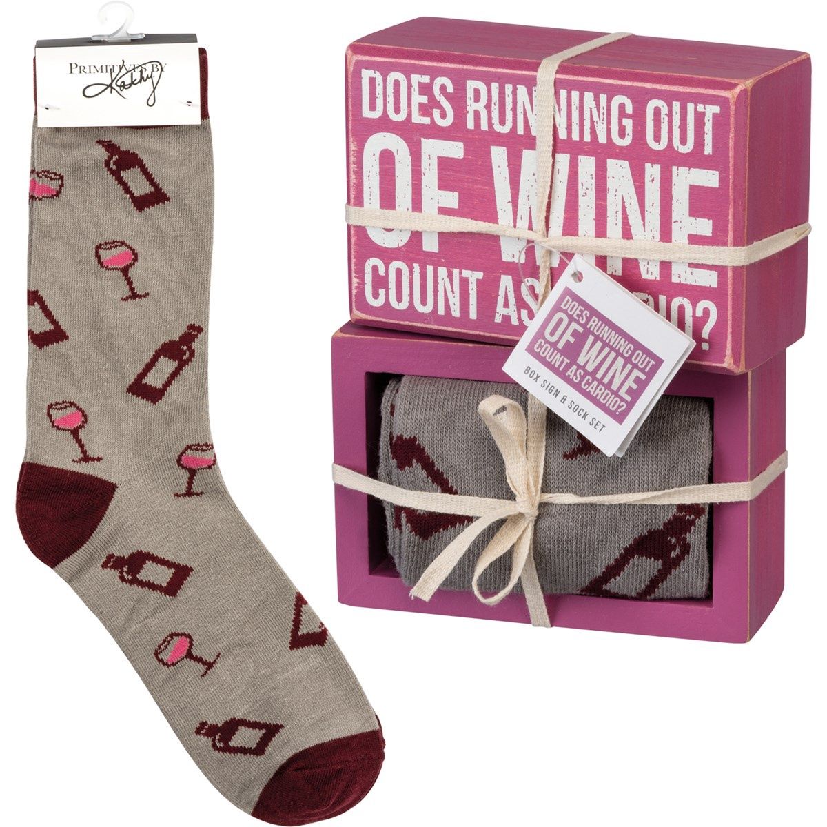 Box Sign/Sock Set - Wine