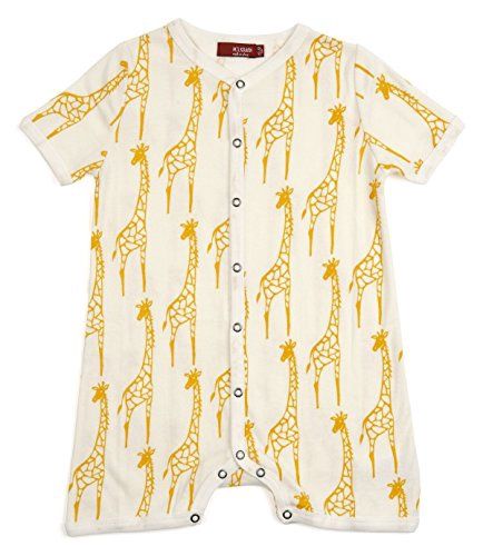 Organic Cotton Baby Shortall Yellow Giraffe