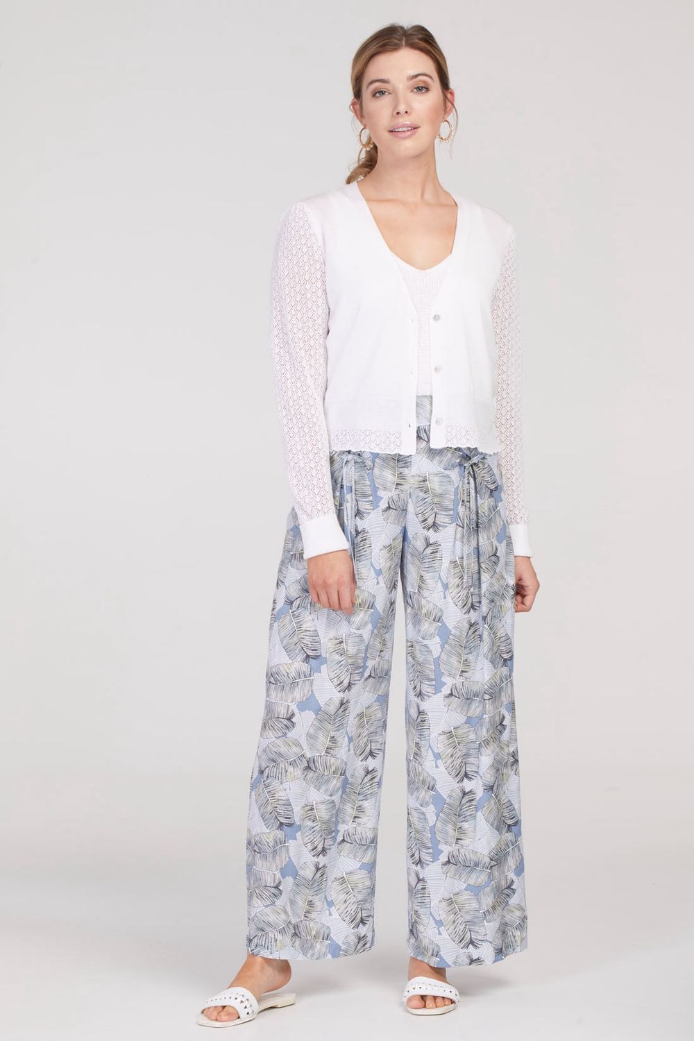 Long Sleeve Pointelle Sweater Cardigan
