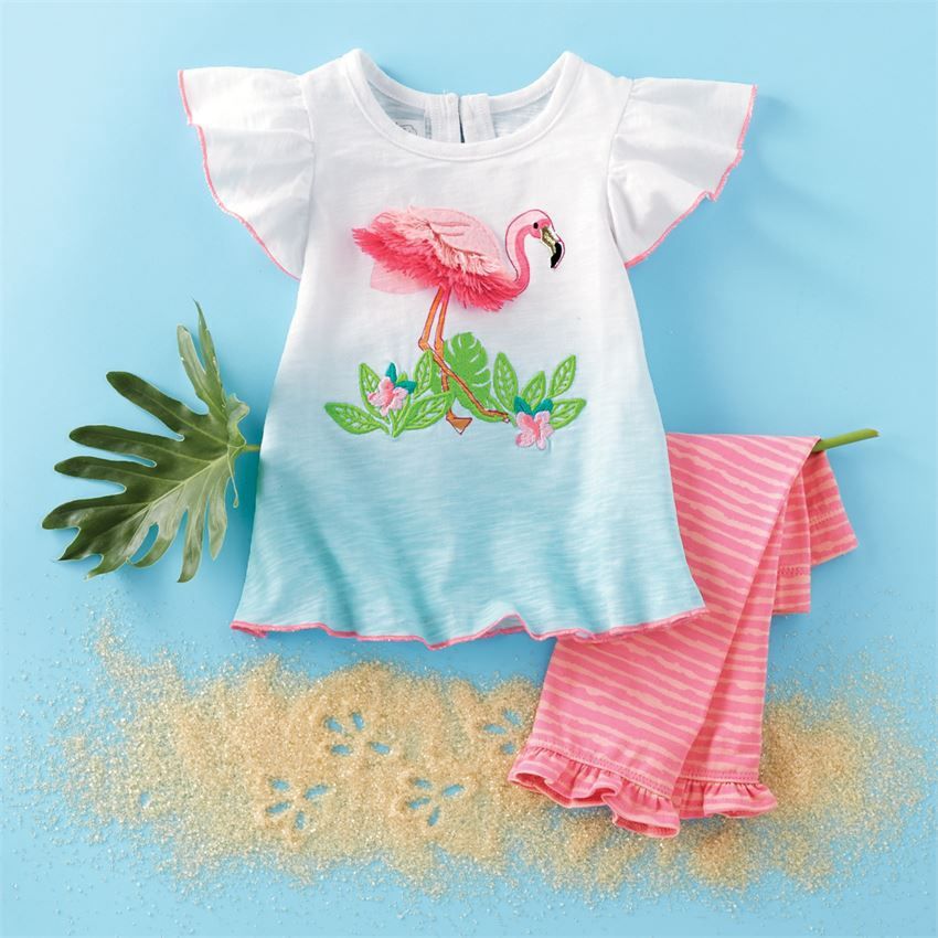 Fringe Flamingo Tunic and Capris Set