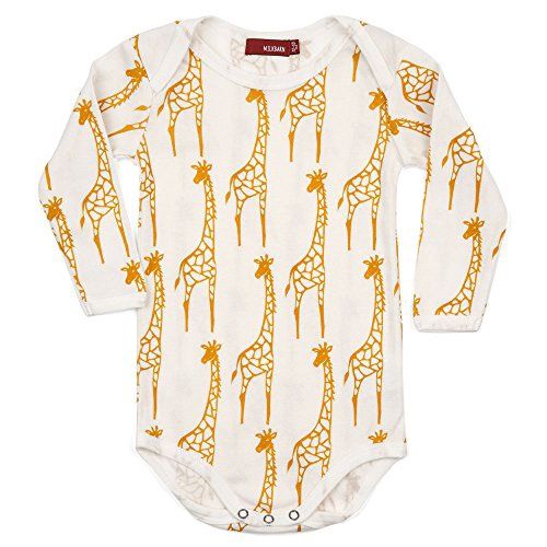 Organic Cotton Long  Sleeve One Piece Yellow Giraffe