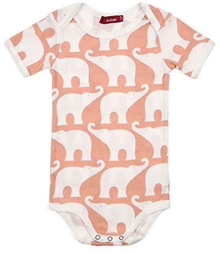 Organic Cotton Short Sleeve One Piece Rose Elephant