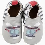 Robeez Boy's Grey Helicopter Infant Soft Sole Shoes