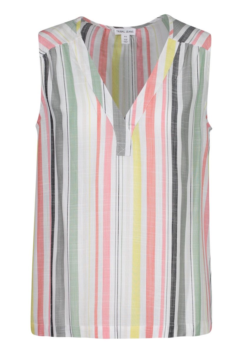 Bright Stripes Sleeveless Blouse