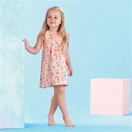 Circus Print Smocked Muslin Dress