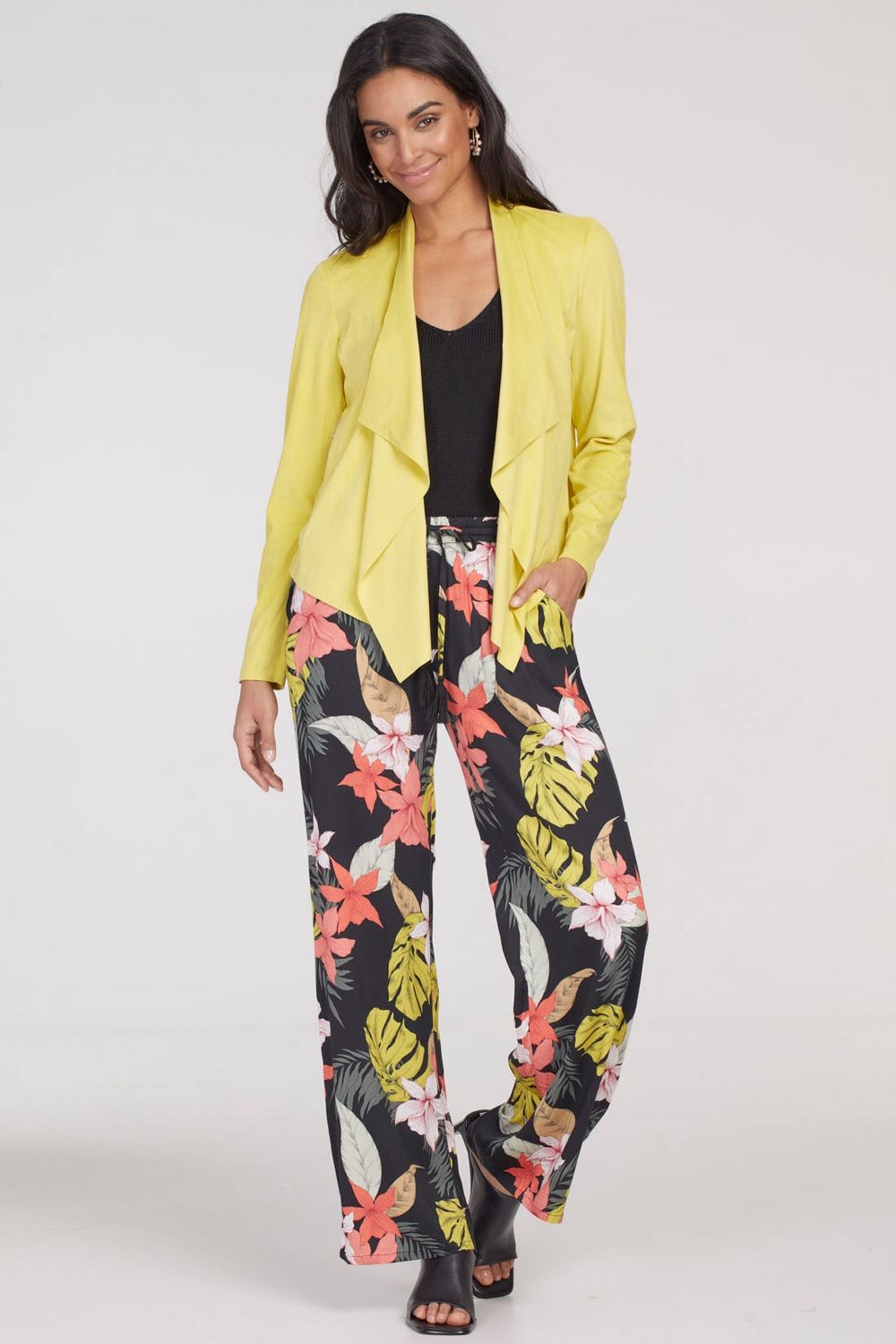 Tropical Print Wide Leg Pant