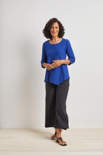 Tuck Pleat Asymmetrical Elbow Tee