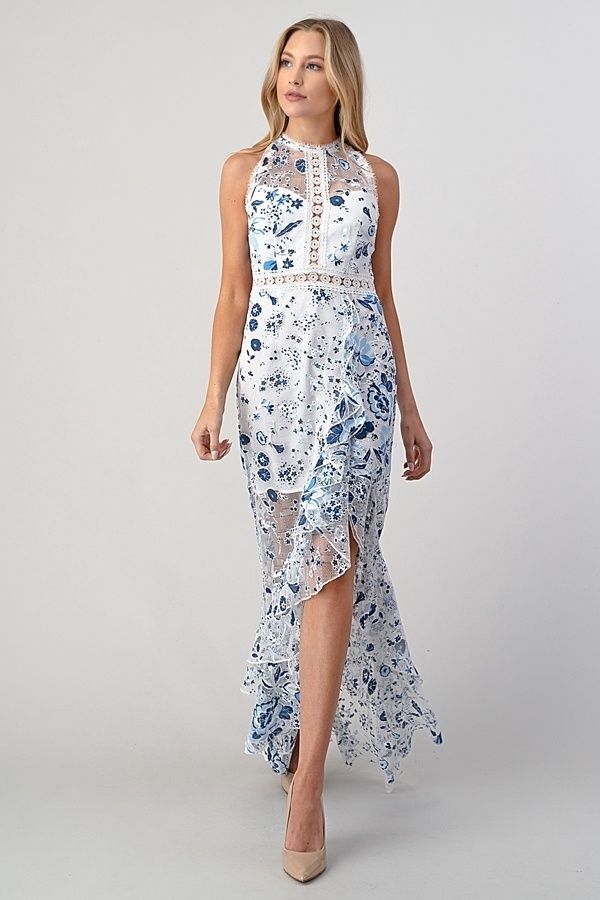 High Low Maxi Sleeveless Floral Dress 