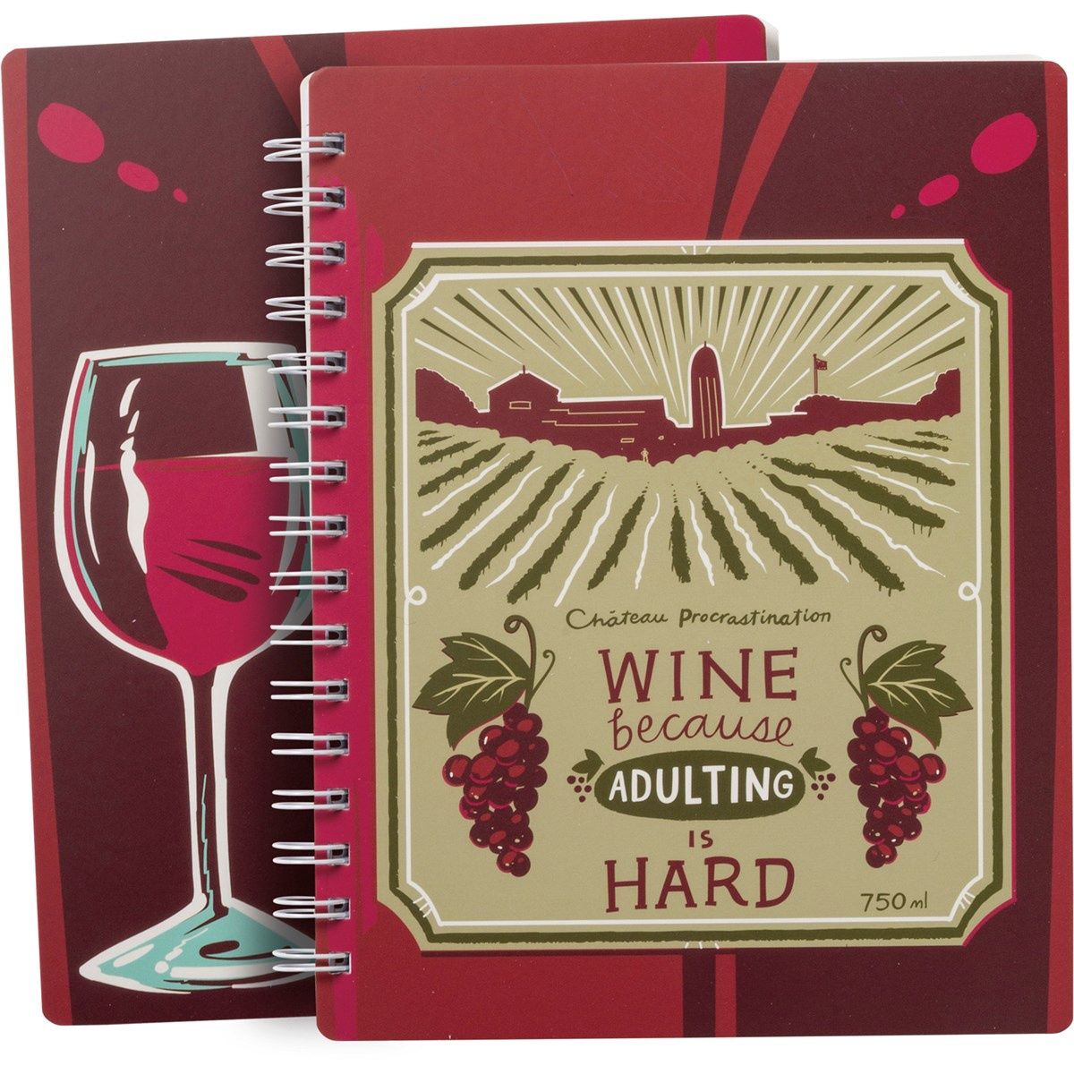 Spiral Notebook - Wine Because Adulting Is Hard