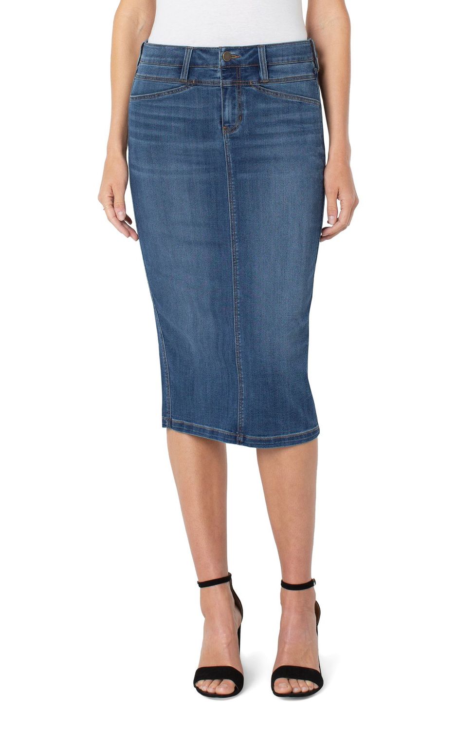 Front Yoke Midi Skirt