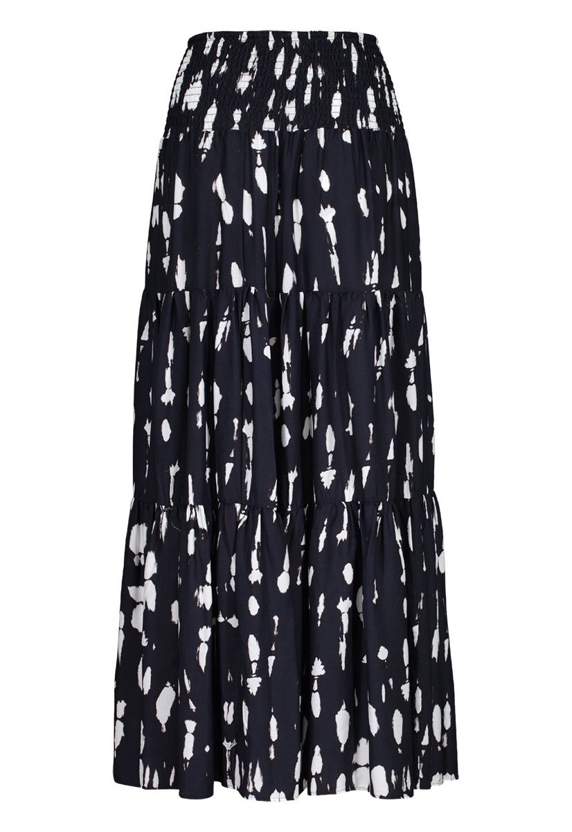 Elastic Waist Flounce Maxi Skirt