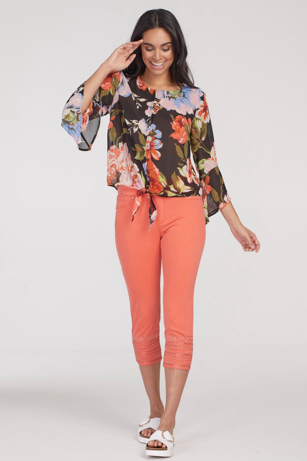 Bell Sleeve Blouse w/ Front Tie