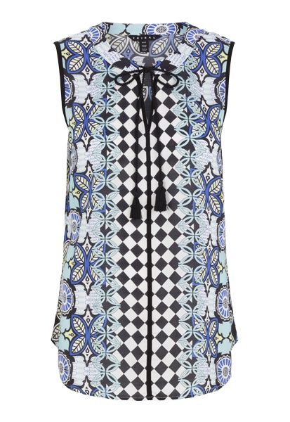 Sleeveless Blouse with Tassel