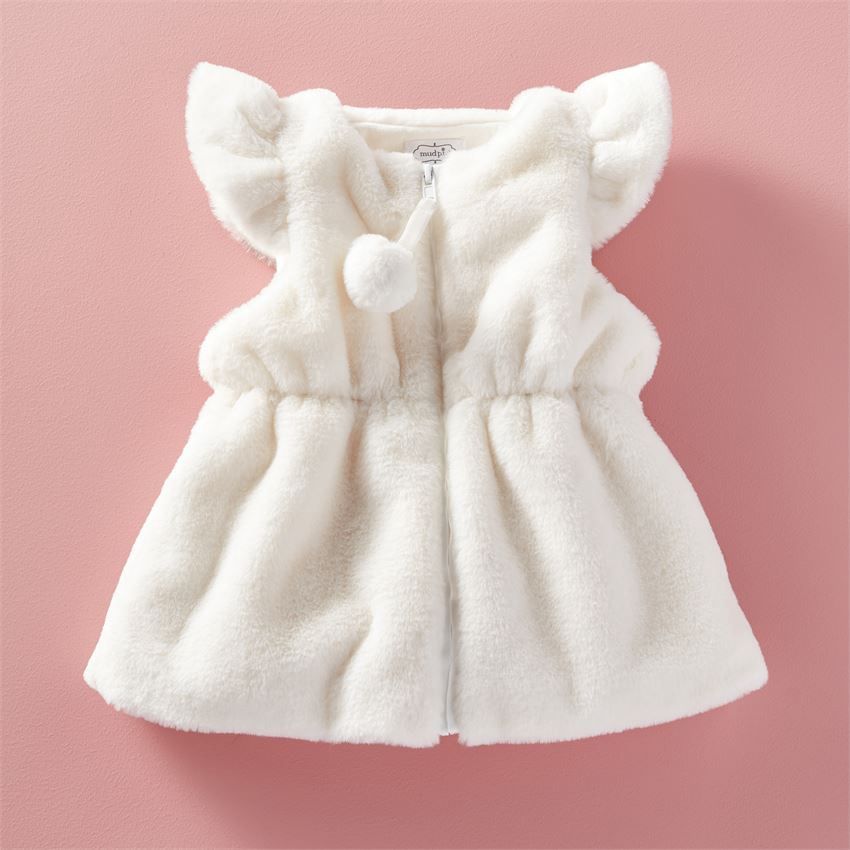 Ivory Cinched Fur Vest