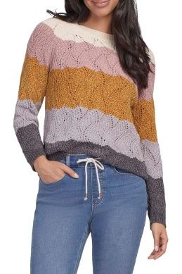 Color Block Crew Neck Sweater