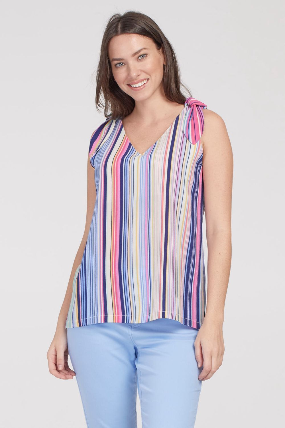 Sleeveless Blouse with Tie
