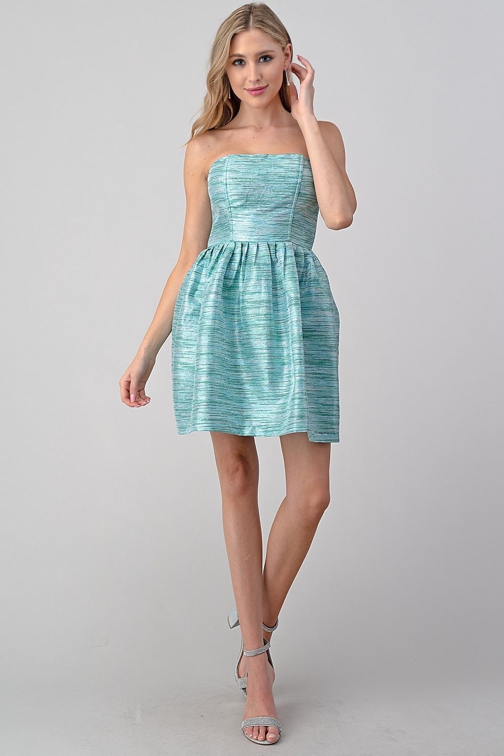 Strapless Striped Skater Dress