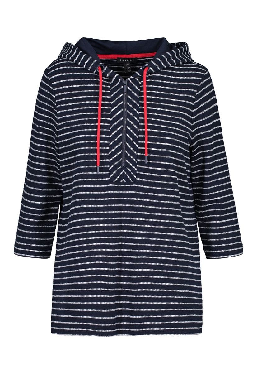 3/4 Sleeve Striped Hoodie