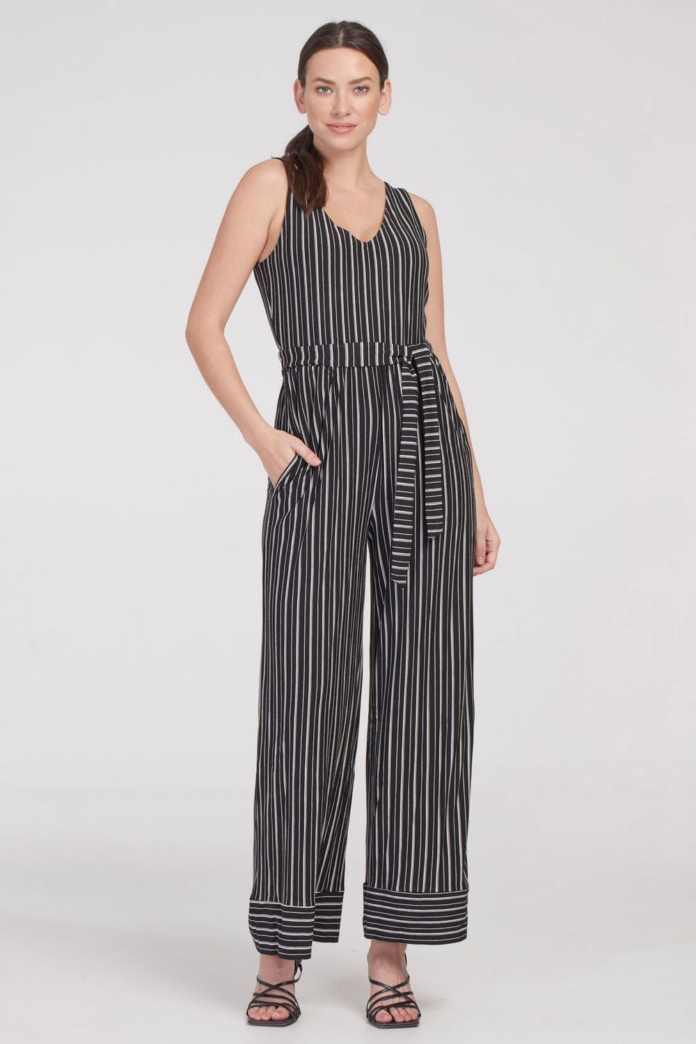 V-Neck Jumpsuit with Sash