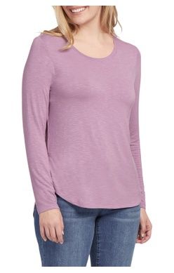 Crew Neck Top with Button Back Detail