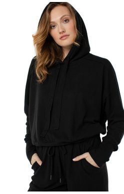 Hoodie w/ Banded Hem and Raw Seams