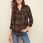 Long Sleeve Plaid Blouse