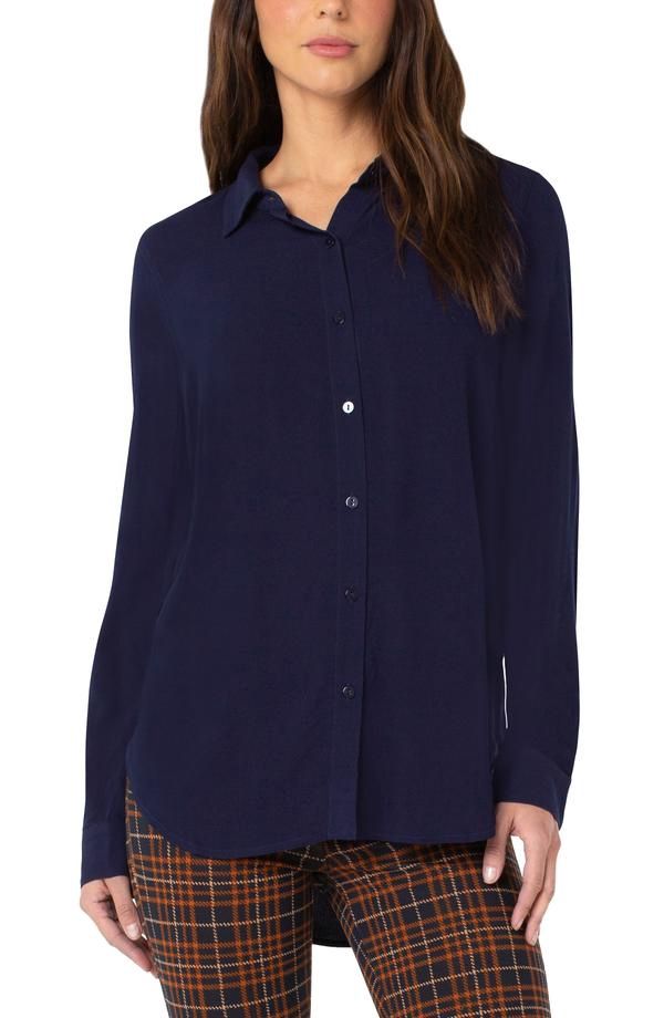 BUTTON FRONT TUNIC WITH INVERTED PLEAT