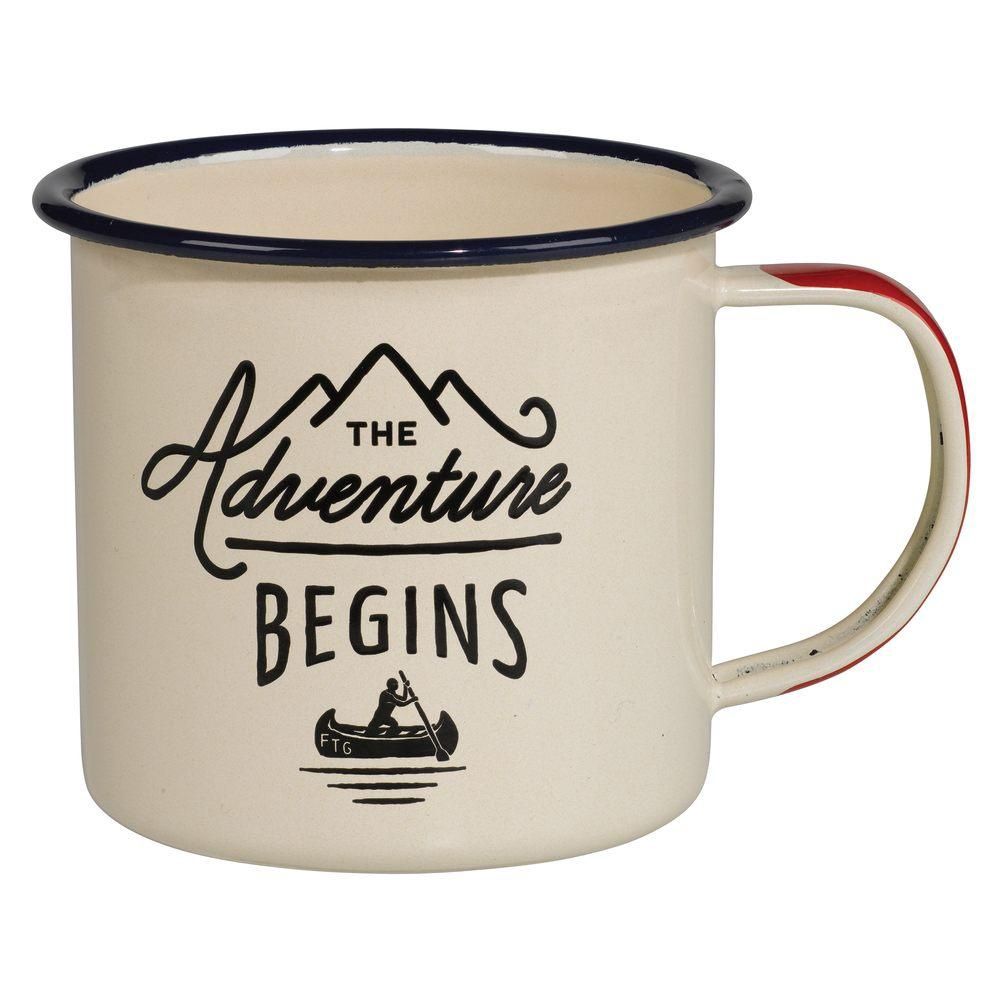 ADVENTURE BEGINS ENAMEL MUG