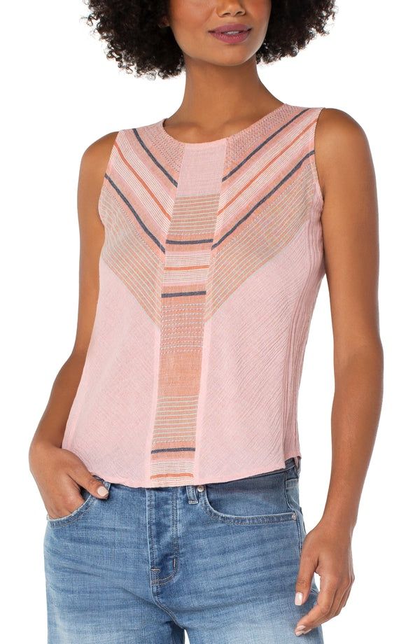 SLEEVELESS SCOOP NECK POPOVER WITH PANEL