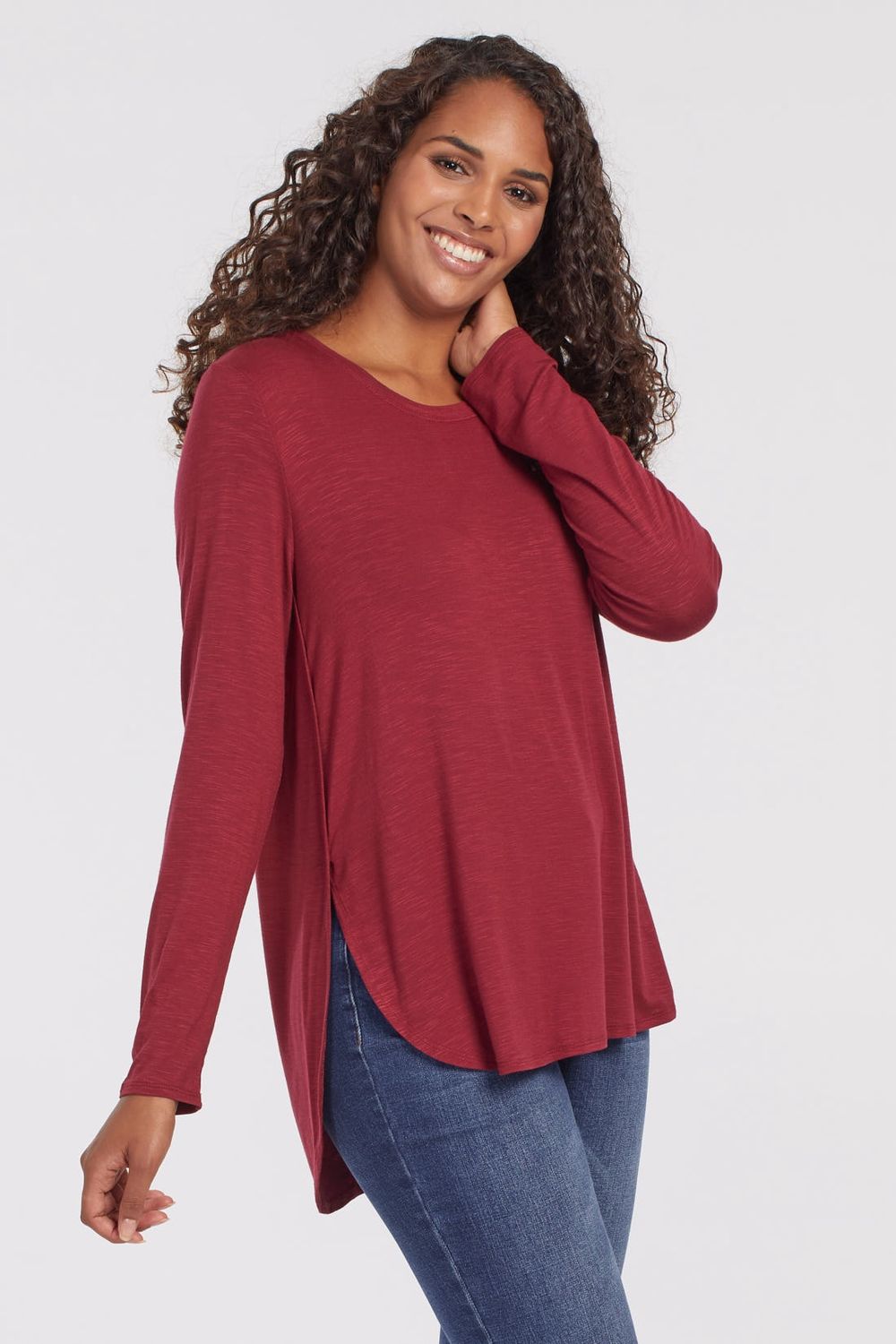 Long Sleeve Crew Neck with Side Slits