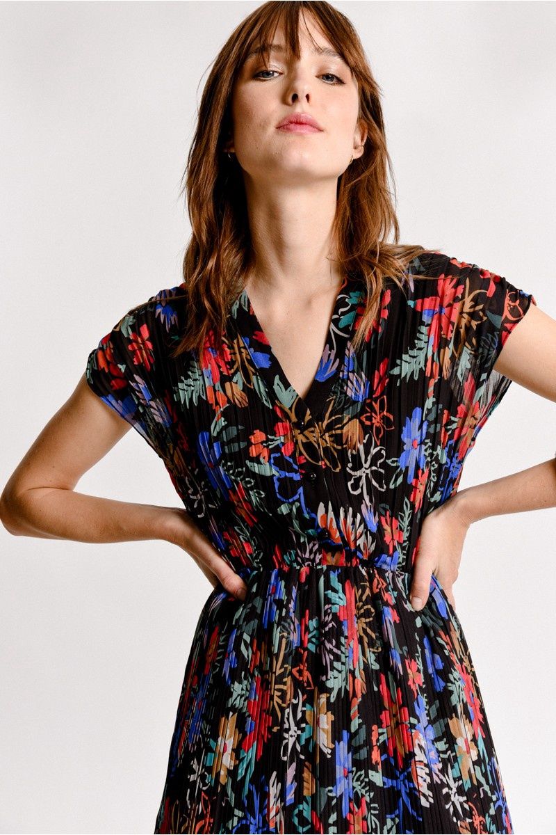 Mini Pleated Floral Dress