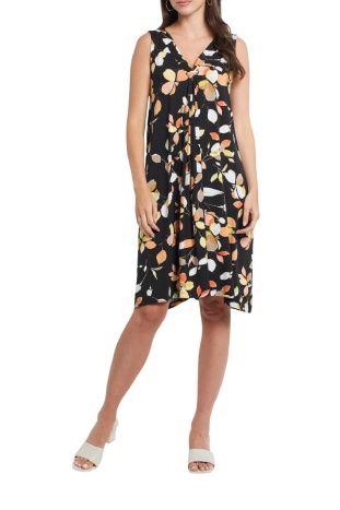 SLEEVELESS FLARE DRESS W/FRONT TIE