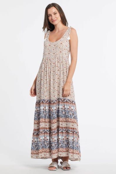 BORDER PRINT MAXI DRESS