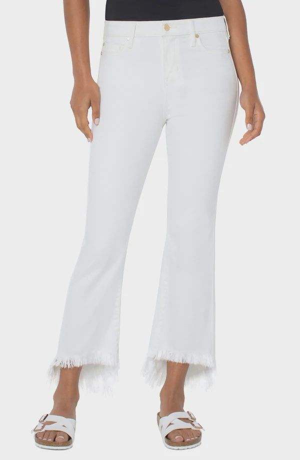 HANNAH CROP FLARE HI LOW FRAY HEM