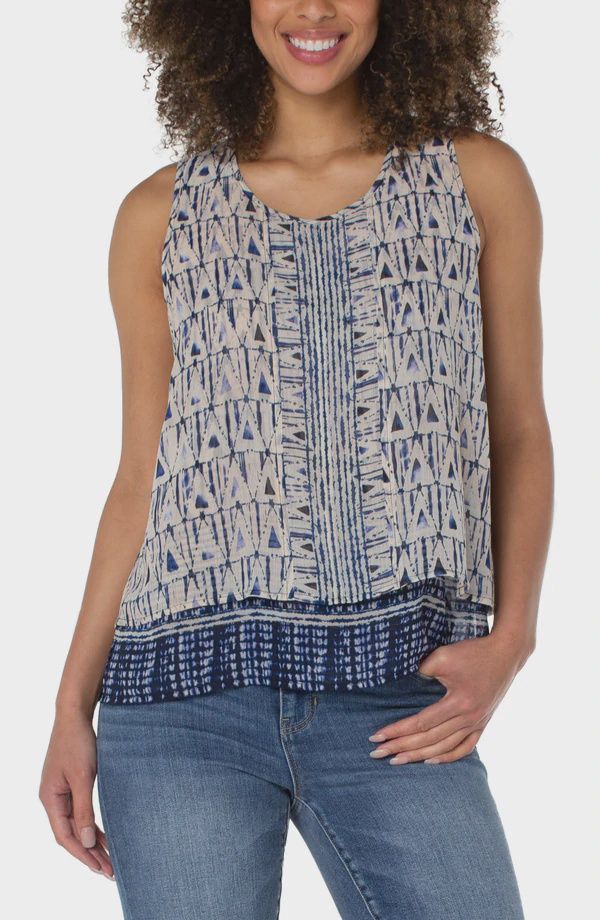 DOUBLE LAYER SLEEVELESS WOVEN SHELL