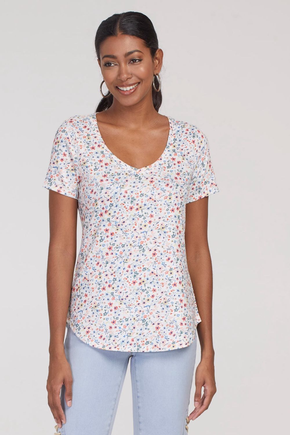 Printed Hatchi Scoop Neck Tee