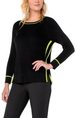 Crewneck 3/4 Sleeve Sweater with Pointelle